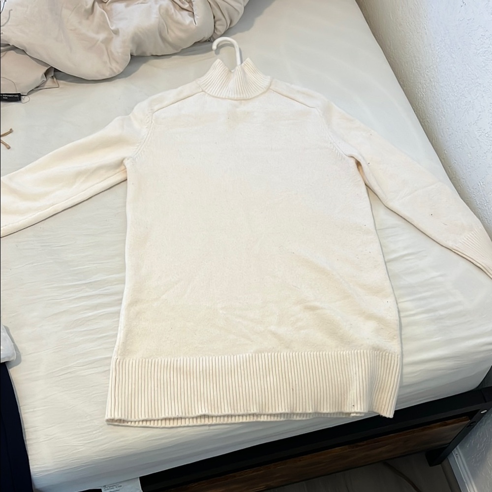 Cream Cowl Neck Sweater with Elegant Turtleneck Design